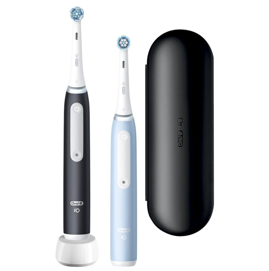 Oral-B - Electric Toothbrush Duo Pack - iO3 Series - Rechargeable - For adults - Number of brush heads included 2 - Number of teeth brushing modes 3 - Matt Black/Ice Blue