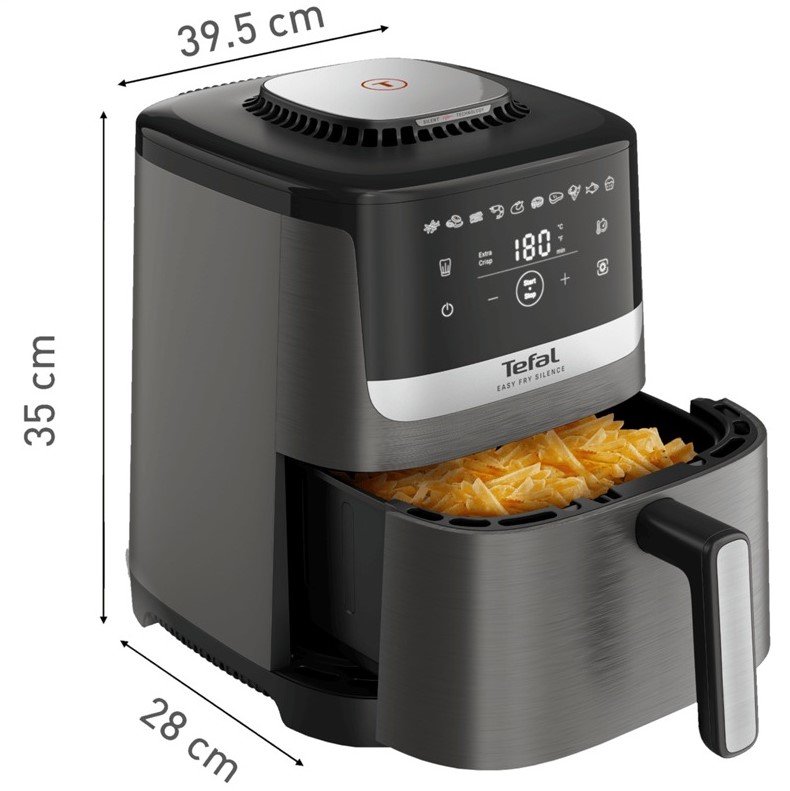 TEFAL Air Fryer - Easy Fry Silence EY551HE0 - Power 1650 W - Capacity 5 L - Gray