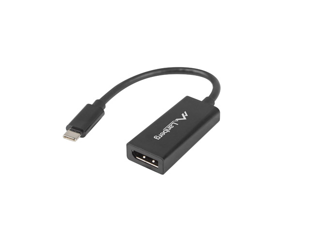Lanberg USB-C (M) 3.1 to Displayport (F) Adapter cable 15cm, Black - AD-UC-DP-01