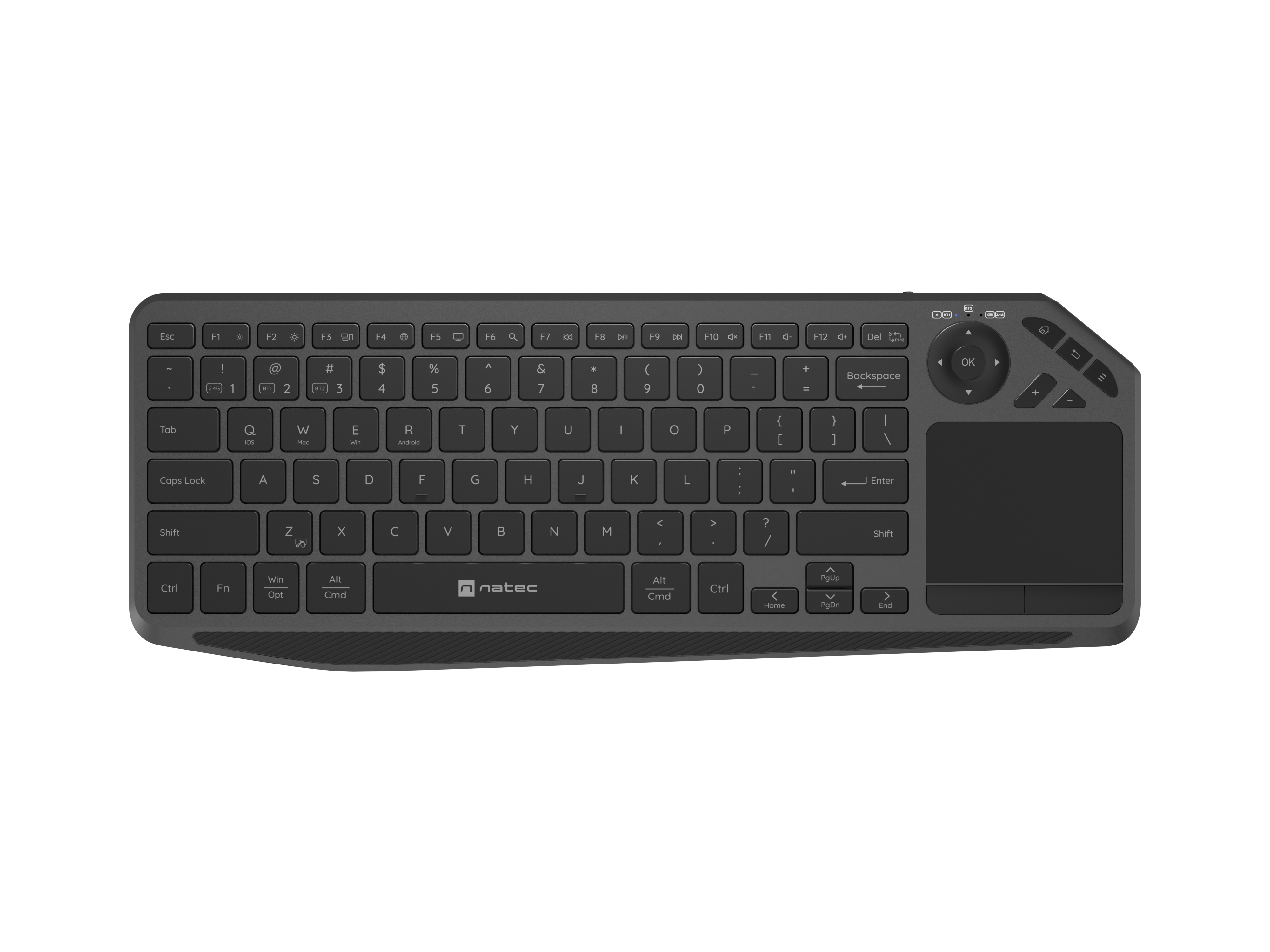 Natec Turbot 2 - Keyboard - Wireless - US - Bluetooth - Black/Gray