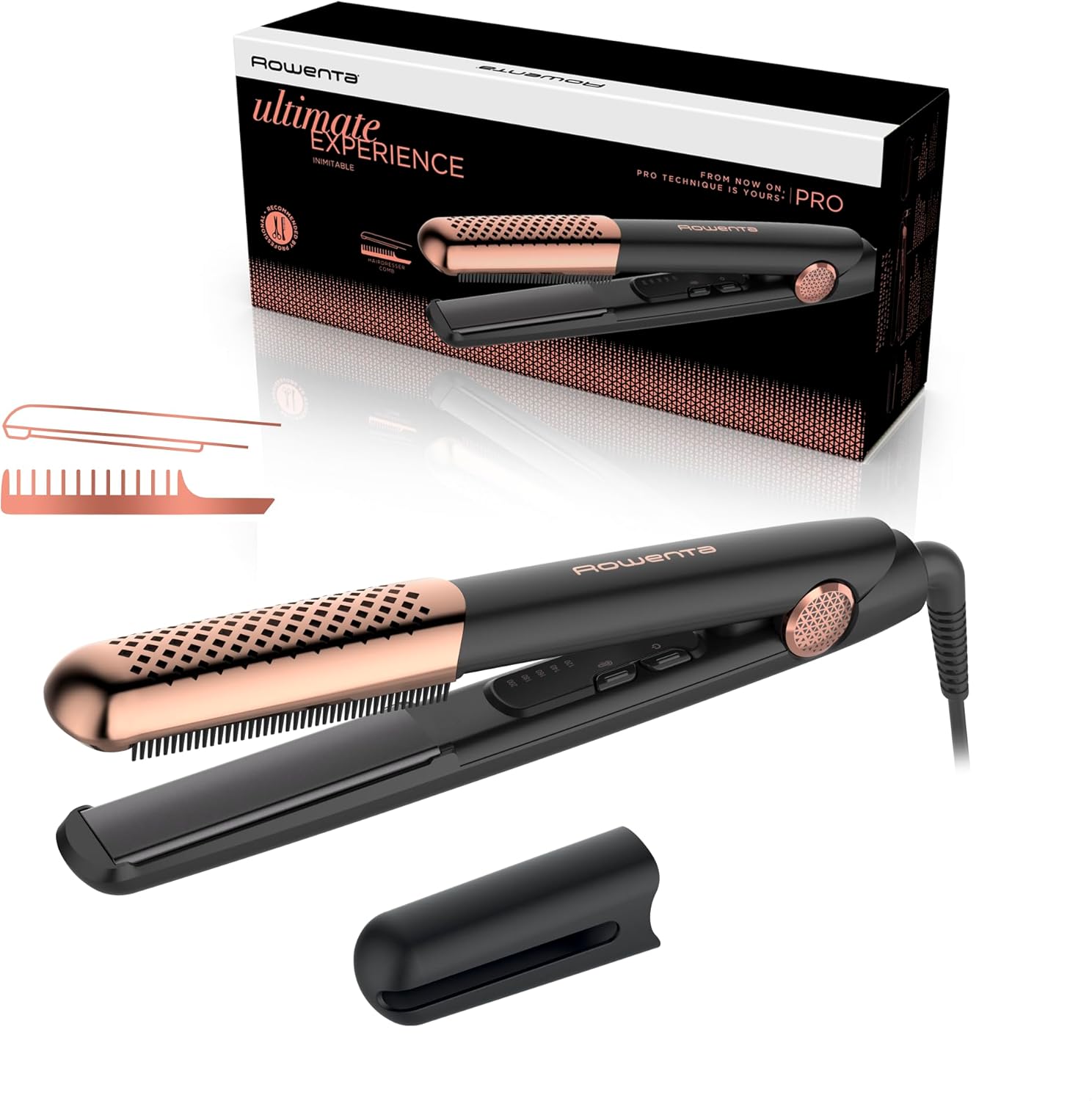 Rowenta Professional Hair Straightener - SF8230F0 - Ceramic heating system - Display LED indicators - Temperature (max) 200 °C - Black/Copper