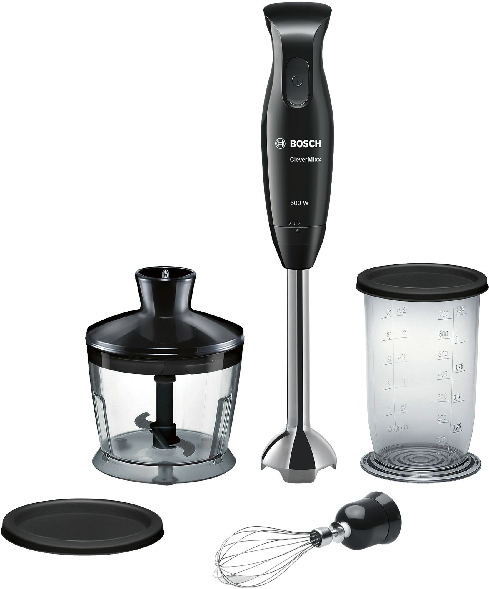 Bosch - Blender - CleverMixx MSM2650B - Hand Blender - 600 W - Number of speeds 12 - Chopper - Mini chopper - Black
