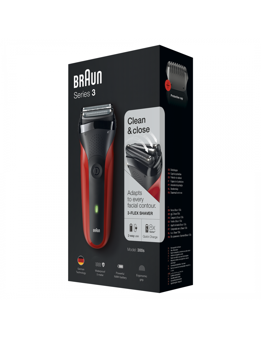 Braun - Series 3 Shaver - 300s - NiMH - Red
