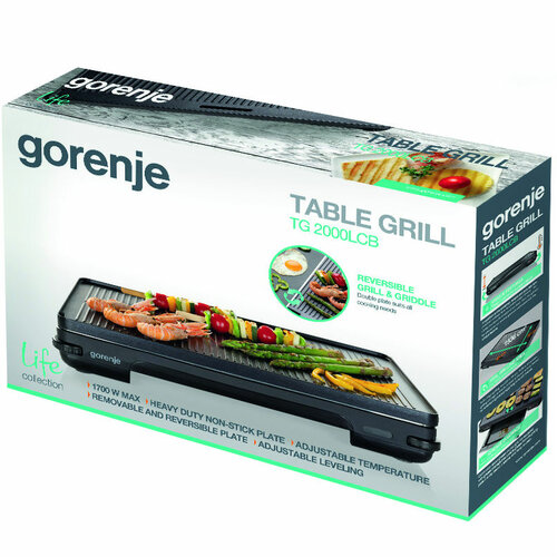 Gorenje - Grill - TG2000LCB - Table - 2000 W - Black
