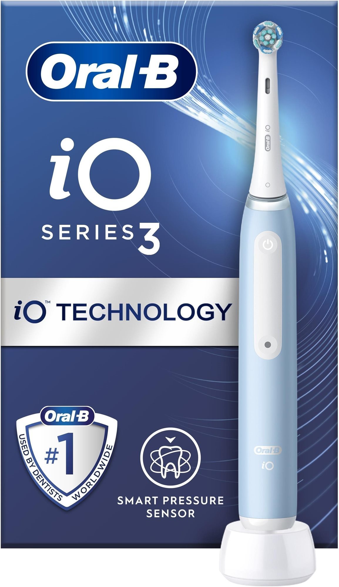 Oral-B - Electric Toothbrush - iO3 Series - Rechargeable - For adults - Number of brush heads included 1 - Number of teeth brushing modes 3 - Ice Blue