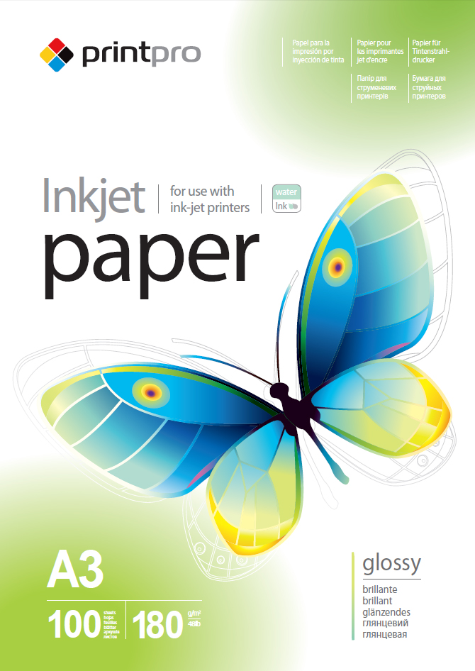 Photo paper PrintPro, 100 sheets - High Glossy - 180 g/m² - A3