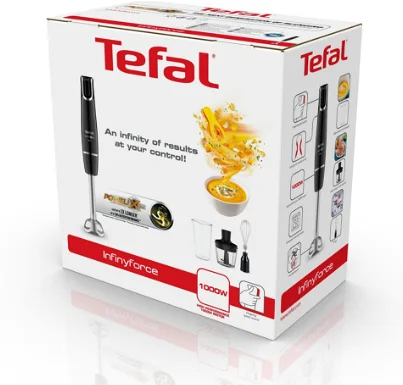 TEFAL - Blender - HB943838 InfintyForce - Hand Blender - 1000 W - Number of speeds 1 - Chopper - Black
