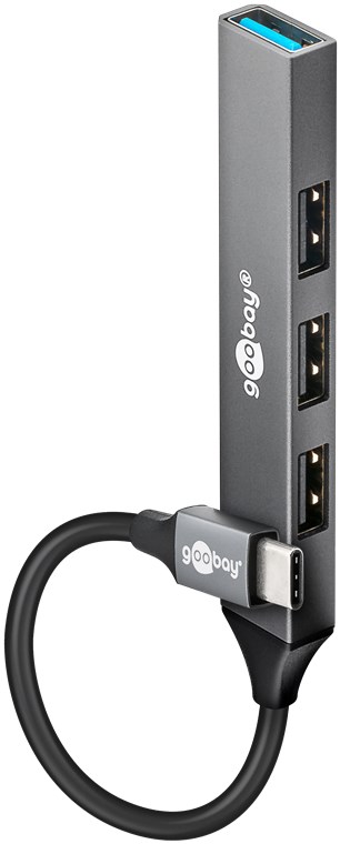 Goobay Slim 4-Port USB Hub, USB-C to USB-A, 5 Gbit/s - 74457