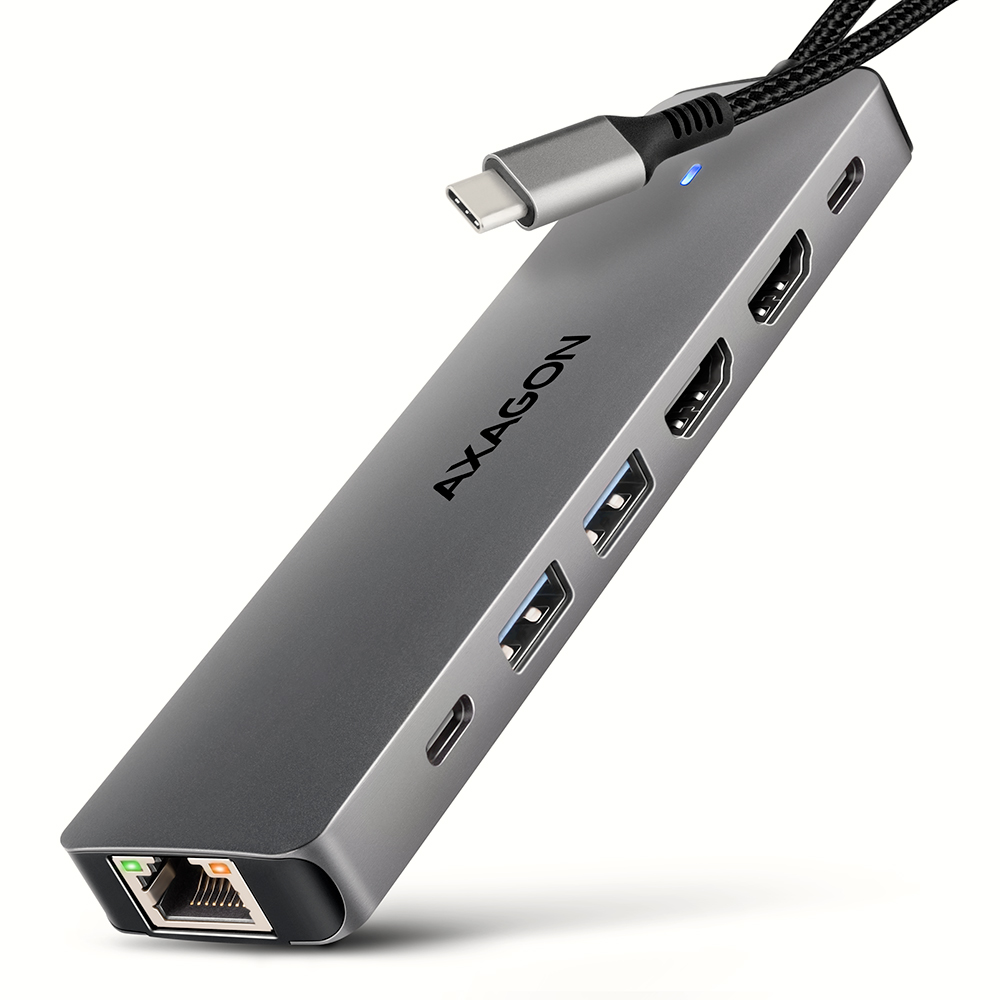 AXAGON USB-C 5Gbps DUAL 4K DISPLAY 7in1 Hub - HMC-7HX2