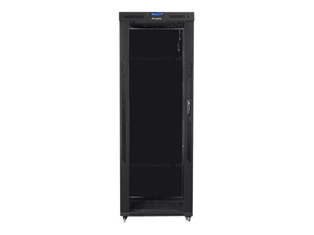 Lanberg - Rack cabinet 19" free-standing 42U/800x800 (flat pack) with glass door, LCD - FF01-8842-12BL - Black