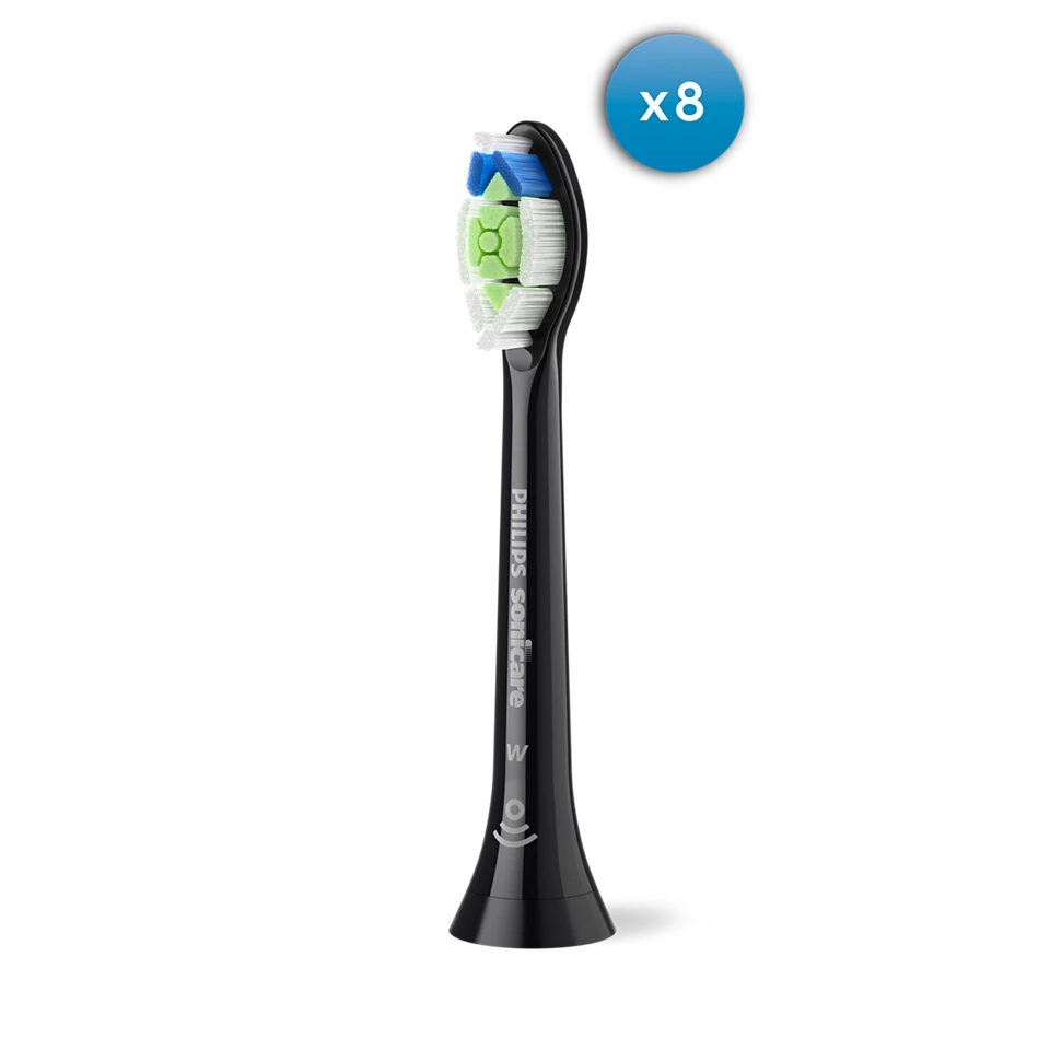 Philips - Replacement brush heads - HX6068/88 Sonicare Optimal White - Heads - For adults - Number of brush heads included 8 - Black