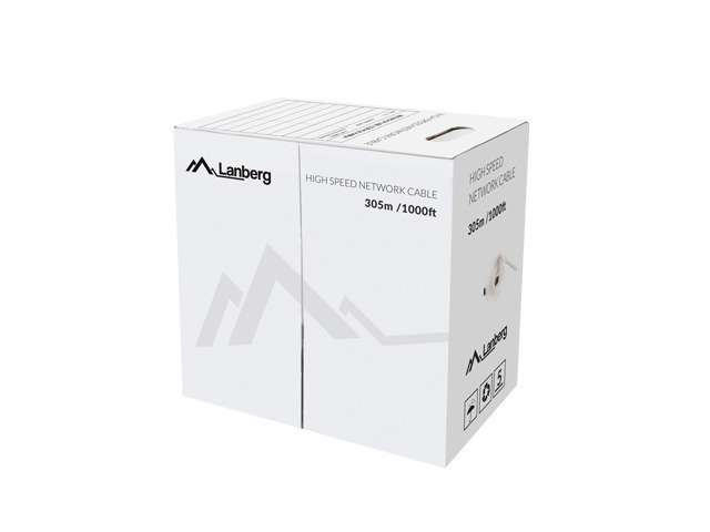 Lanberg - LAN Cable Cat.6 UTP, Solid CU Fluke Passed - LCU6-12CU-0305-S - 305 m - Grey