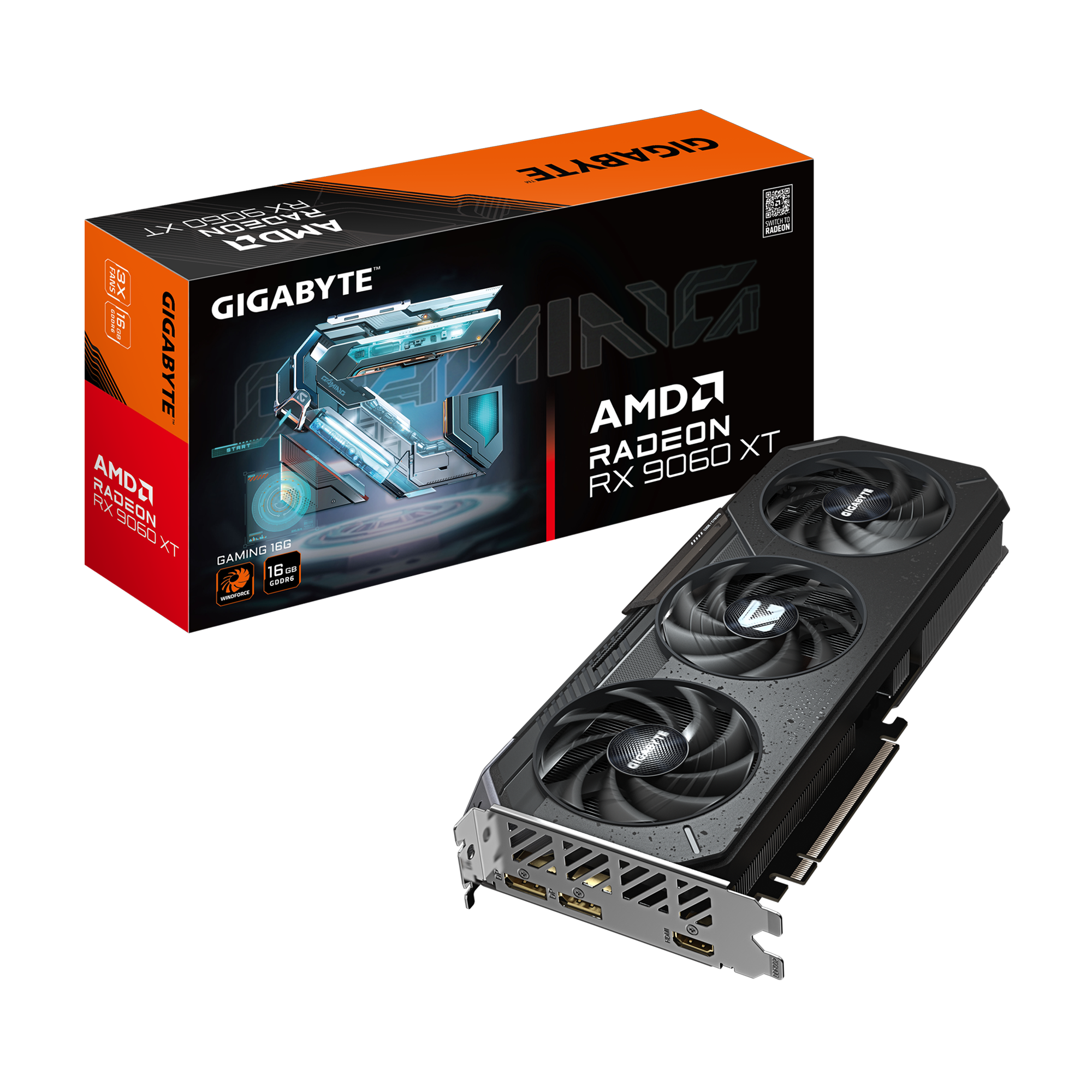 Gigabyte Radeon RX 9060 XT GAMING 16G - AMD - 16 GB - Radeon RX 9060 XT - GDDR6 - HDMI ports quantity 1 - PCI-E 5.0