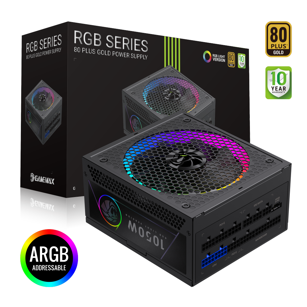 Gamemax PSU - RGB 1050G - 1050 W - Gold - Full Modular