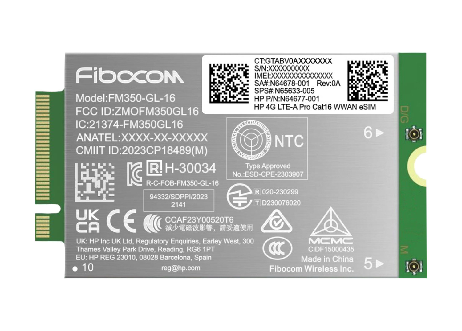 HP 4G LTE Modem m.2 WWAN Cat 16 L860-GL-16 Mobile Broadband Cellular (compatible with WWAN-ready EliteBook 630 640 645 660 665 830 835 840 845 860 865 1040 G11, x360 G11, ProBook 440 445 460 465 G11, ZBook Firefly Fury Power 14 16 G11 G11A)
