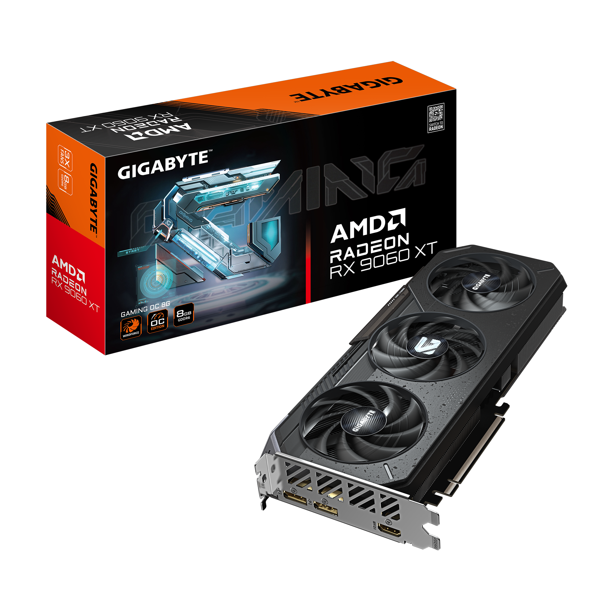 Gigabyte Radeon RX 9060 XT GAMING OC 8G - AMD - 8 GB - Radeon RX 9060 XT - GDDR6 - HDMI ports quantity 1 - PCI-E 5.0