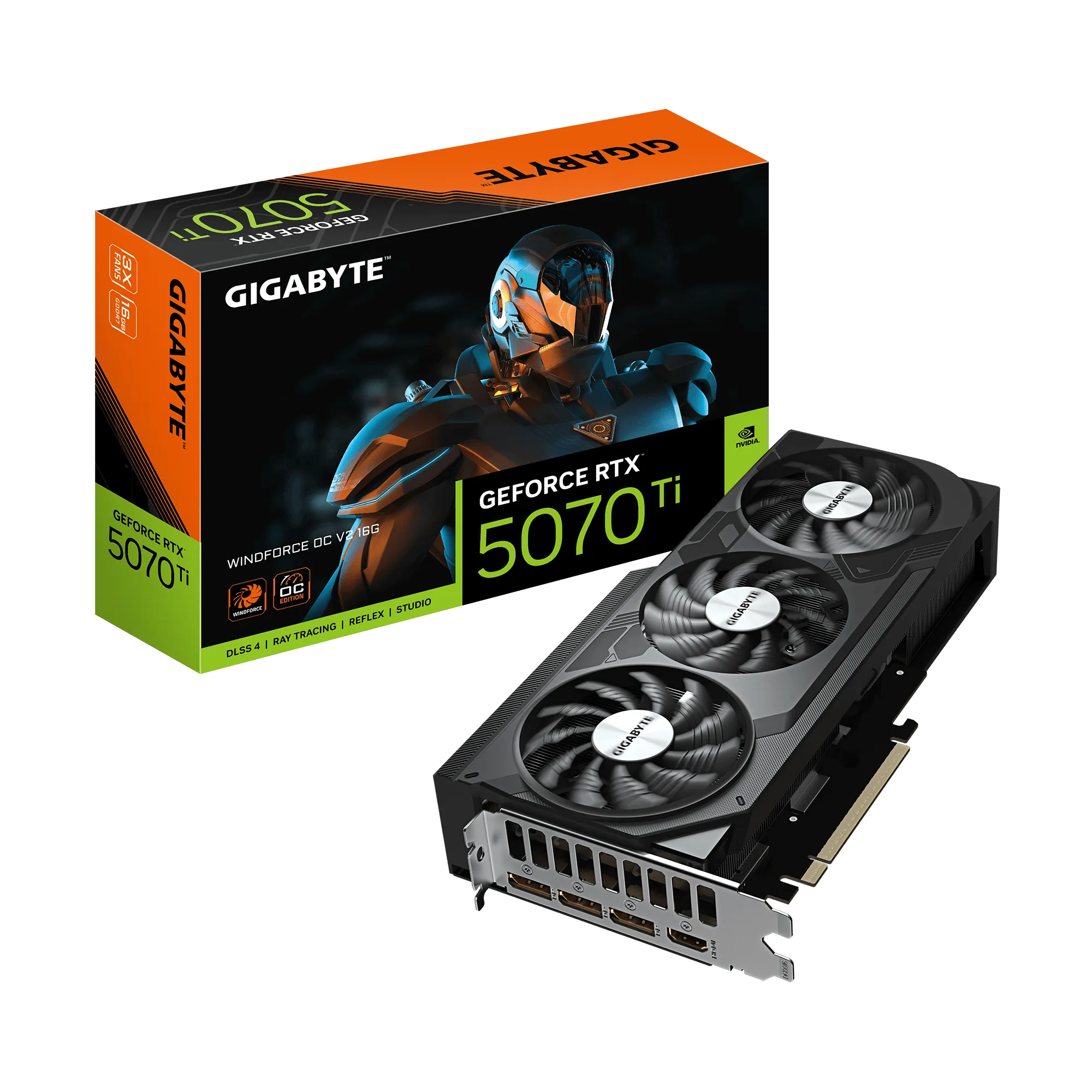 Gigabyte GeForce RTX 5070 Ti WINDFORCE OC V2 16G - NVIDIA - 16 GB - GeForce RTX 5070 Ti - GDDR7 - HDMI ports quantity 1 - PCI-E 5.0