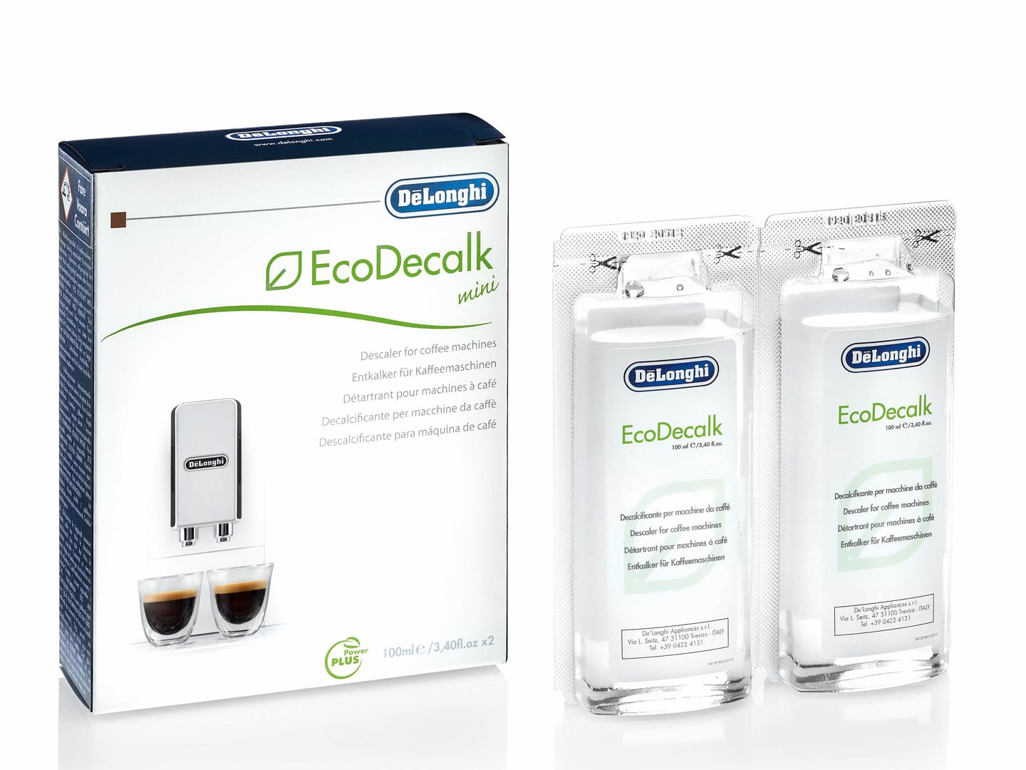 Delonghi - EcoDecalk 2x100ml - EcoDecalk mini - Capacity 0.1 L - White
