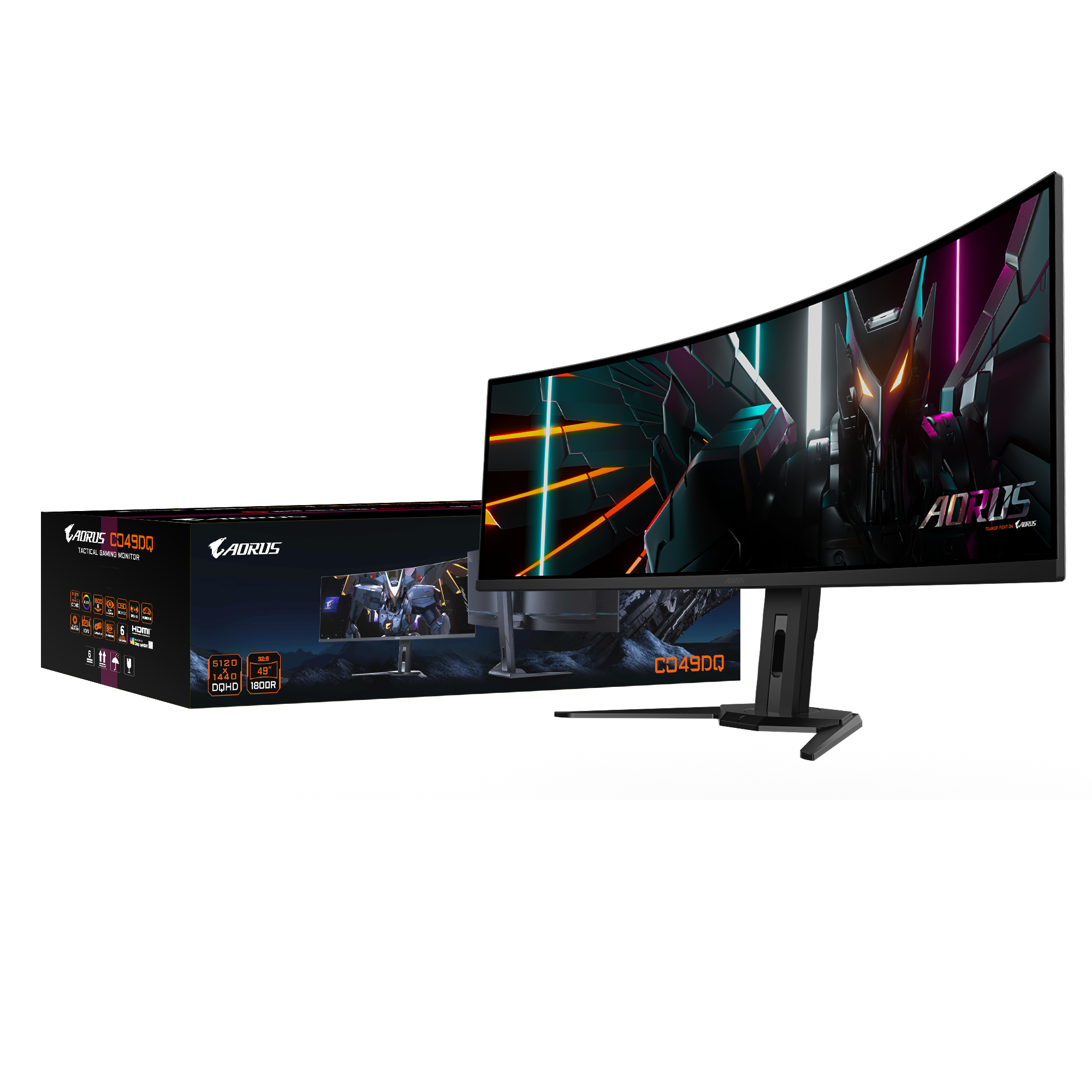 Gigabyte - CO49DQ - 49 " - OLED - DQHD - 32:9 - 144 Hz - 3 ms - 5120 x 1440 pixels - 250 cd/m² - HDMI ports quantity 	 2 x HDMI 2.1 - Black - Warranty 36 month(s)