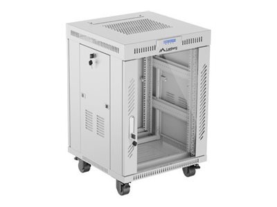 Lanberg - Rack cabinet 19" free-standing 15U/600x600 (flat pack) with glass door, LCD - FF01-6615-12SL - Grey