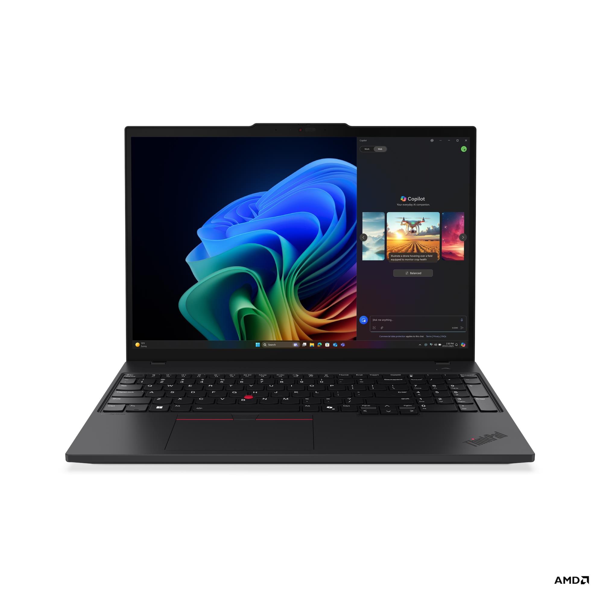 Lenovo ThinkPad T16 G4 AMD - Black - 16 " - IPS - WUXGA - 1920 x 1200 pixels - Anti-glare - AMD Ryzen AI 7 PRO - 350 - 32 GB - SO-DIMM DDR5 - Solid-state drive capacity 1000 GB - AMD Radeon 860M Graphics - Windows 11 Pro - 802.11be - Bluetooth version 5.4