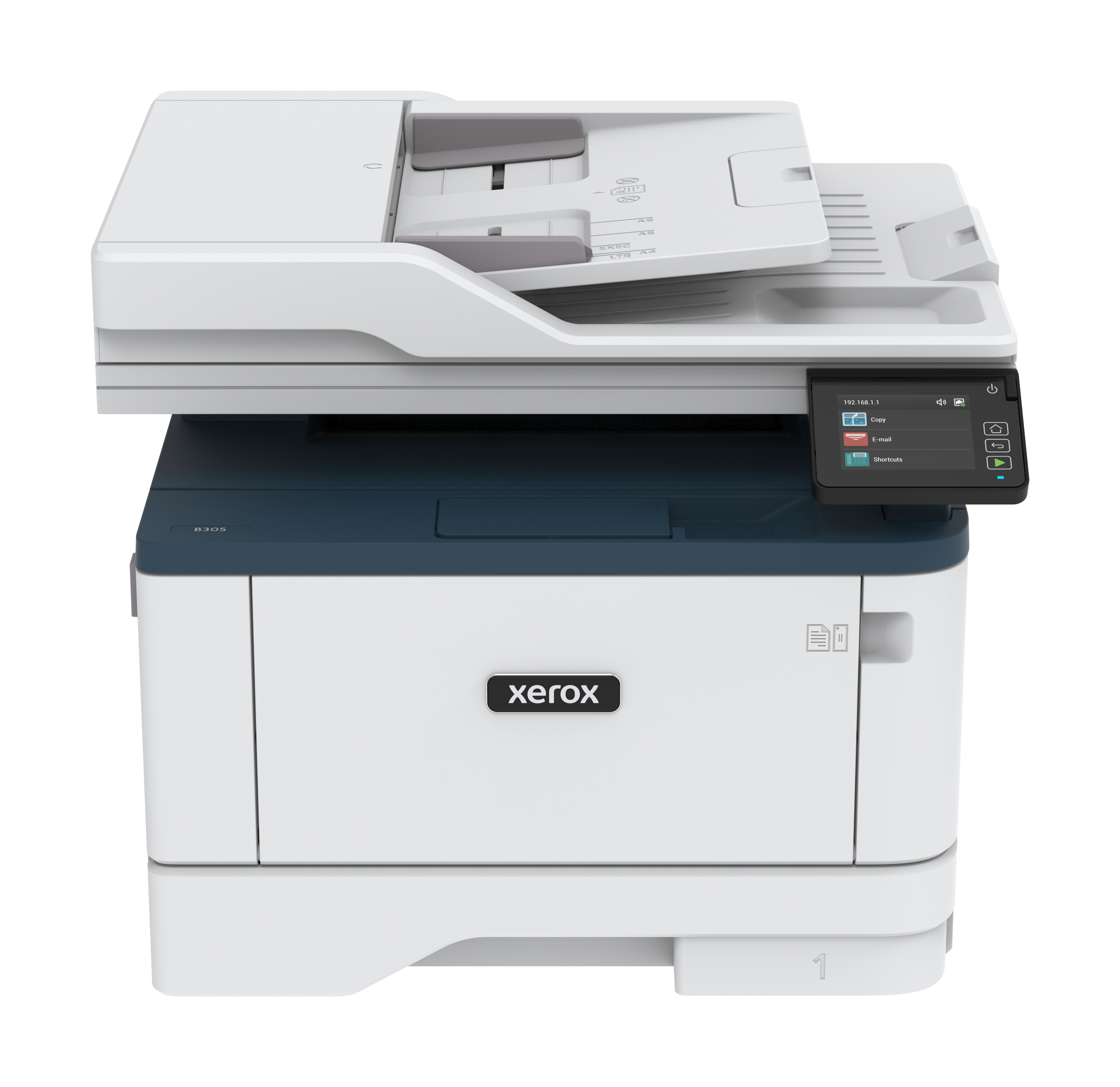 Xerox B305DNI A4 mono MFP 38ppm. Print, Copy, and Scan. Duplex, network, wifi, USB, 250 sheet paper tray