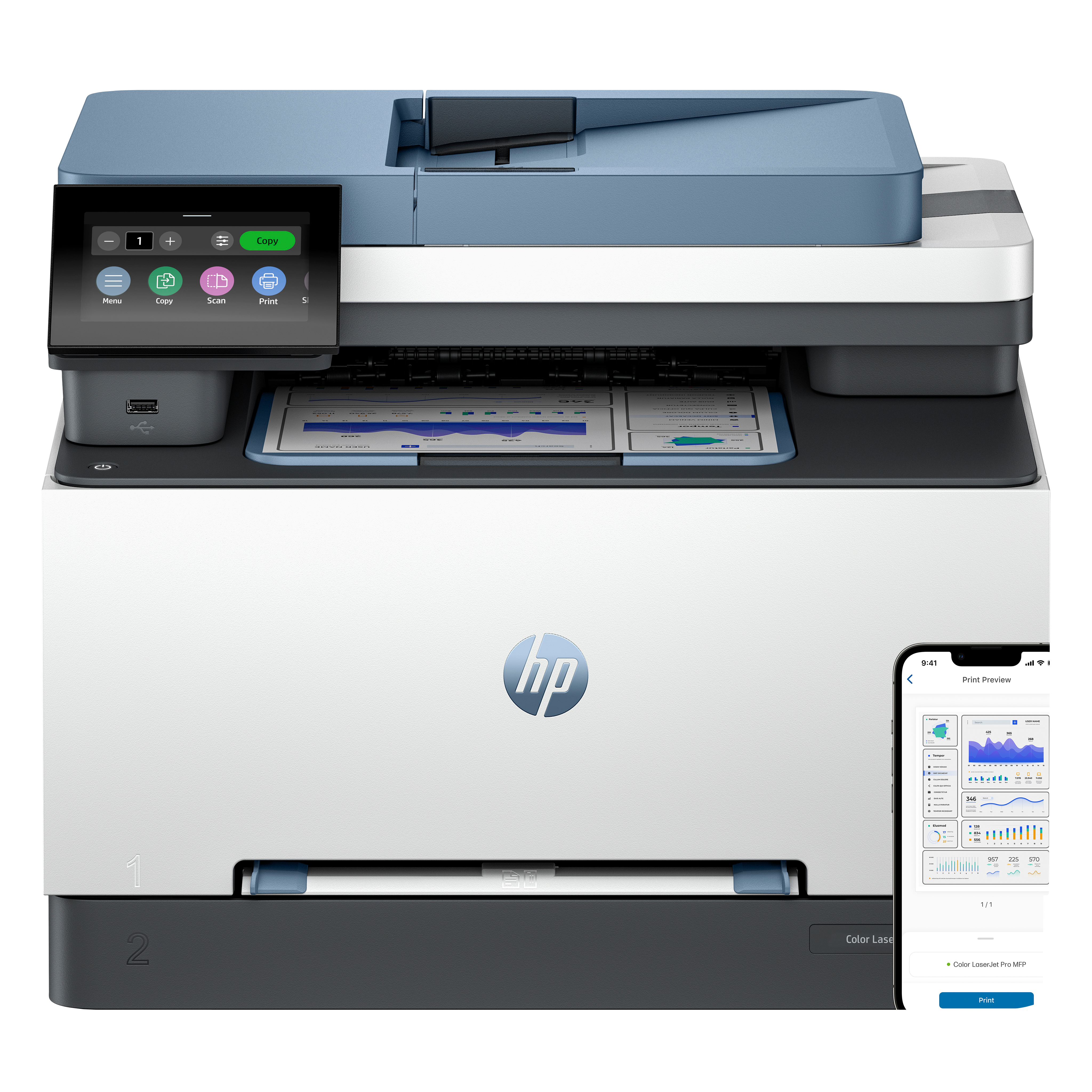 HP Color LaserJet Pro 3302fdw All-in-One Printer - A4 Color Laser, Print/Dual-Side Copy, Automatic Document Feeder, Auto-Duplex, LAN, WiFi, 25ppm, 150-2500 pages per month (replaces M283fdw)