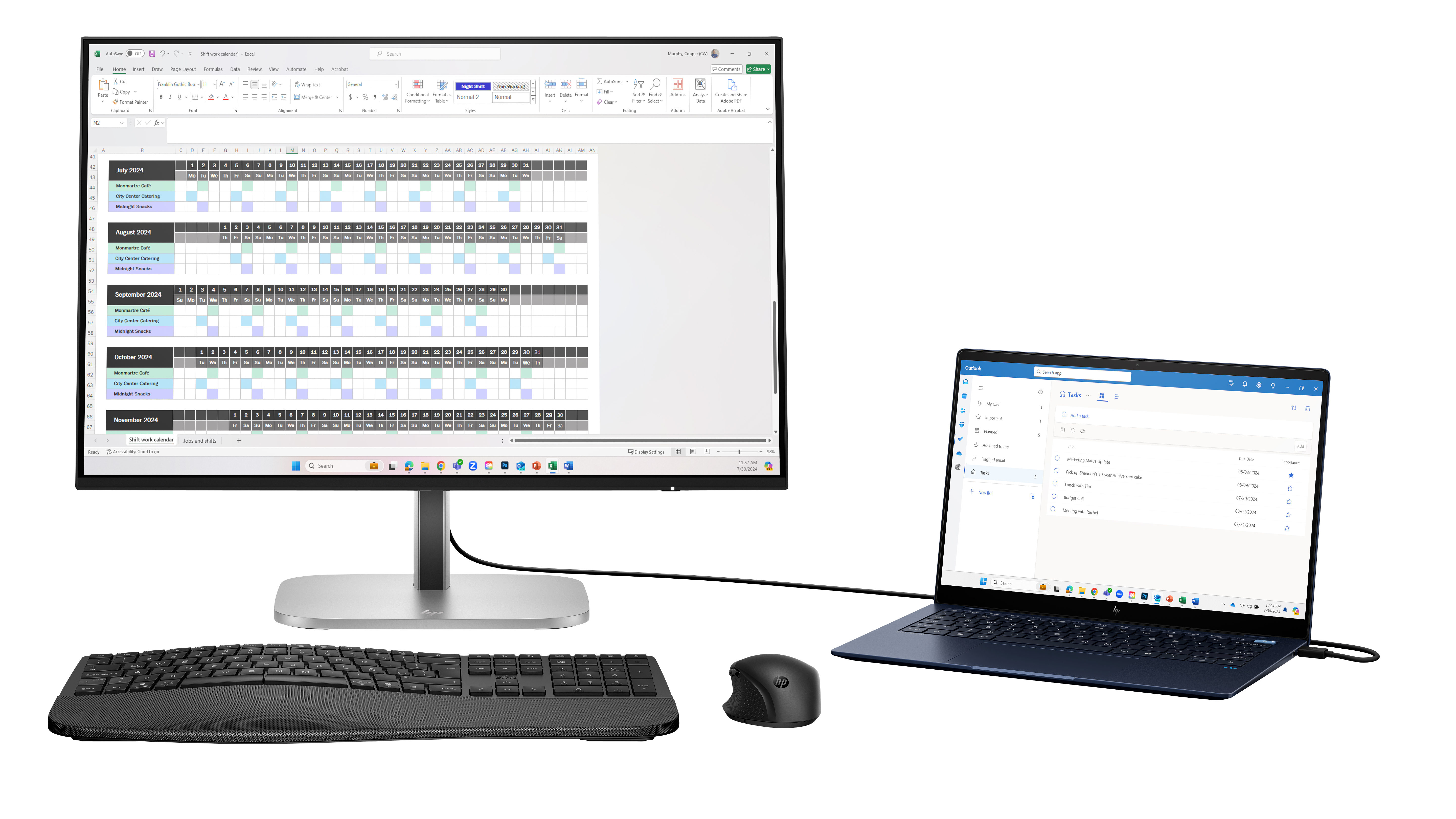 HP 524pn Series 5 Pro WUXGA Monitor - 24" 1920x1200 WUXGA 350-nit 100Hz AG, IPS, HDMI/DisplayPort, 4x USB-A, height adjustable/tilt/swivel/pivot, 3 years (replaces E24i G4)