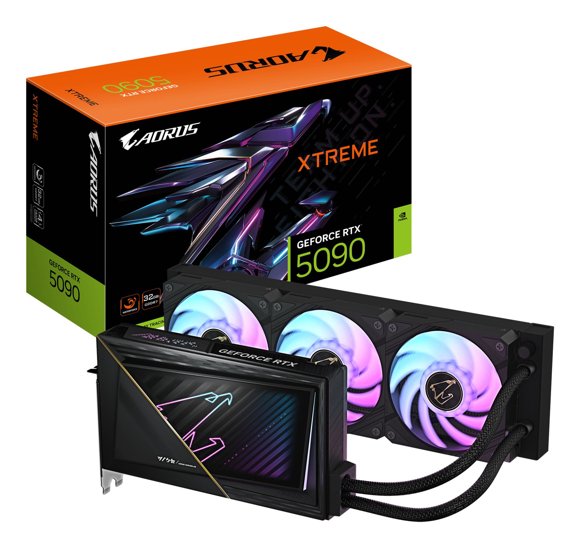 Graphics Card|GIGABYTE|NVIDIA GeForce RTX 5090|32 GB|GDDR7|512 bit|PCIE 5.0 16x|GPU 2655 MHz|Water cooling|1xHDMI|3xDisplayPort|GV-N5090AORUSXW-32GD1.0