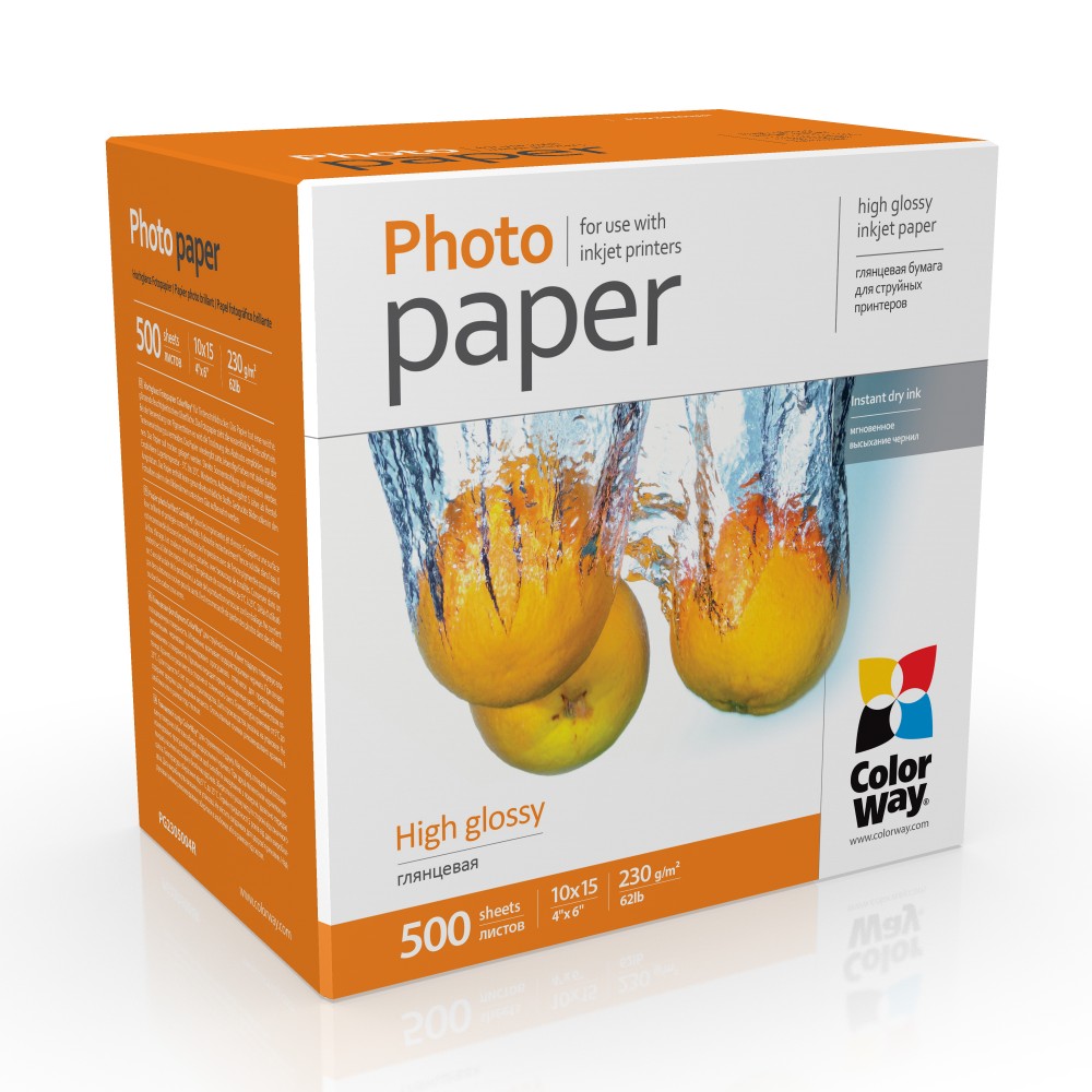 ColorWay Photo Paper, 500 sheets - High Glossy - 230 g/m² - 10x15