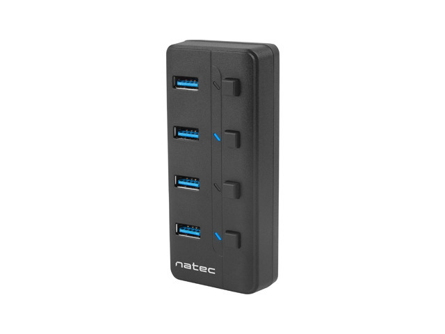 Natec USB 3.0 HUB, Mantis 2, 4-Port, On/Off with AC Adapter - Natec - 4 Port Hub With USB 3.0 - Mantis NHU-1557 - Black