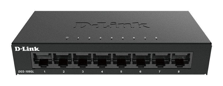 D-Link - Switch - DGS-108GL/E - Unmanaged - Desktop - Gigabit Ethernet (copper) ports quantity 8 - 60 month(s)