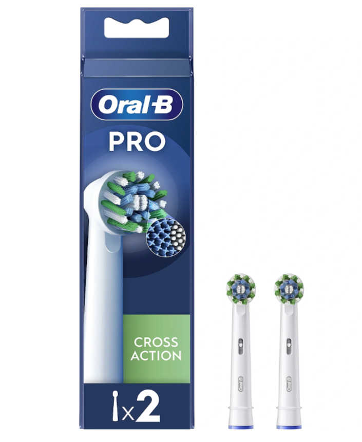 Oral-B - Replaceable toothbrush heads - EB50RX-2 Cross Action Pro - Heads - For adults - Number of brush heads included 2 - White