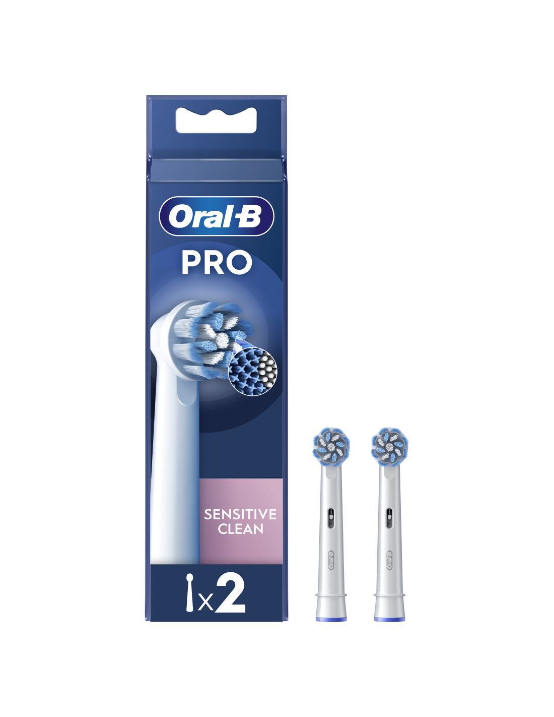 Oral-B - Replaceable toothbrush heads - EB60X-2 Sensitive Clean Pro - Heads - For adults - Number of brush heads included 2 - White