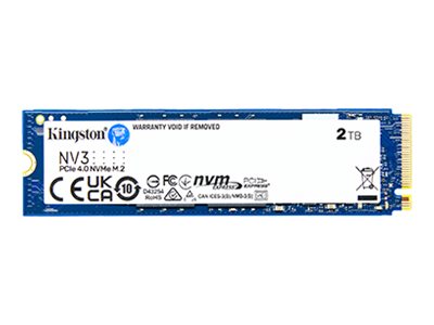 Kingston SSD - NV3 - 2000 GB - SSD form factor M.2 2280 - Solid-state drive interface PCIe NVMe Gen 4.0 (x4) - Read speed 6000 MB/s - Write speed 5000 MB/s