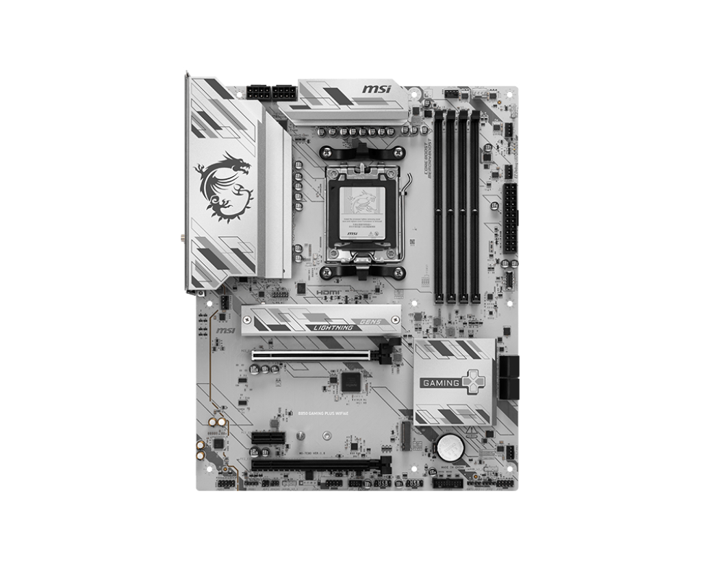 MSI B850 GAMING PLUS WIFI6E - Processor family AMD - Processor socket AM5 - DDR5 - Supported hard disk drive interfaces SATA, M.2 - Number of SATA connectors 4