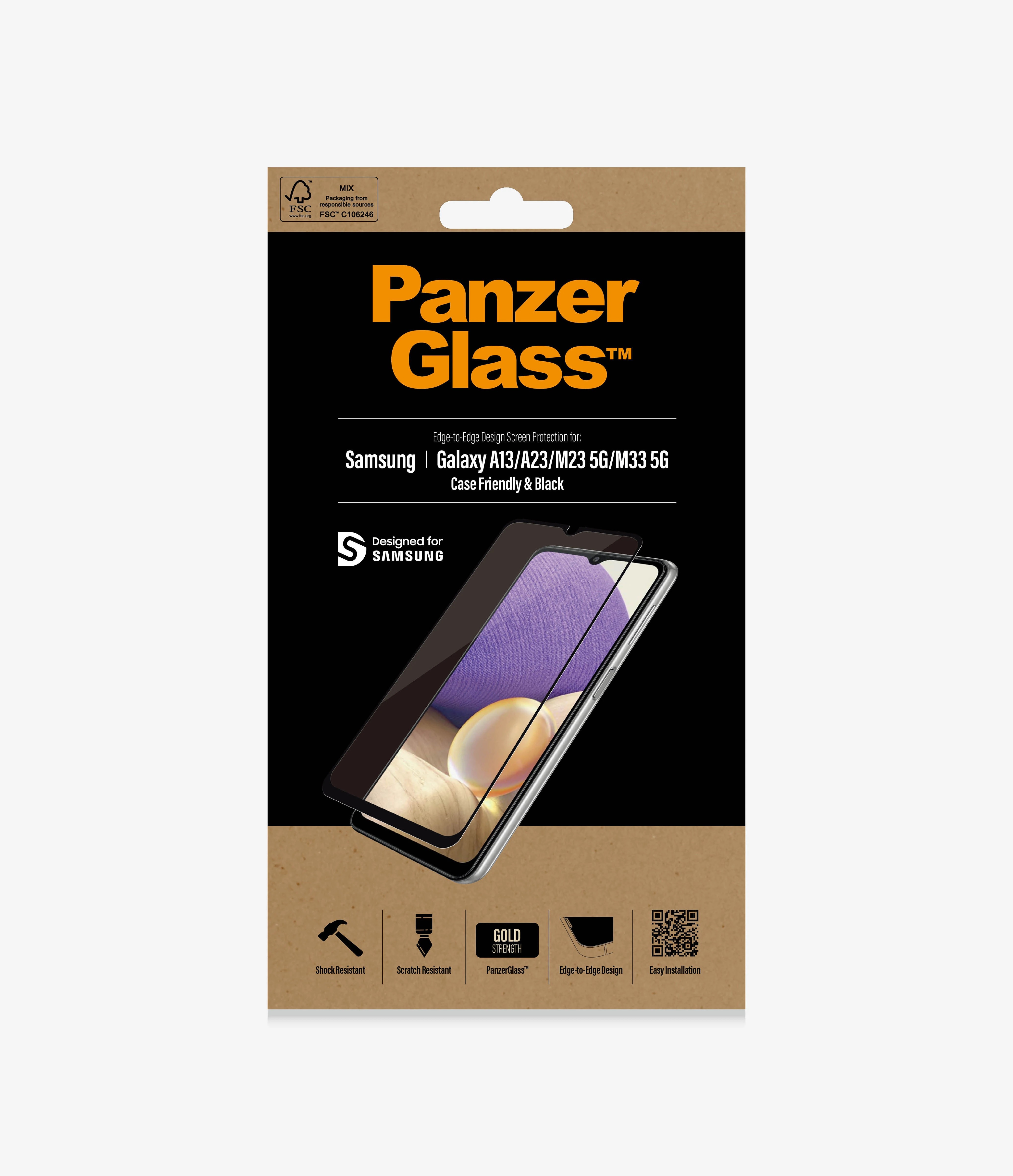 PanzerGlass - Screen protector - Samsung - Galaxy A13/M23 5G/M33 5G - Glass - Black - Case Friendly