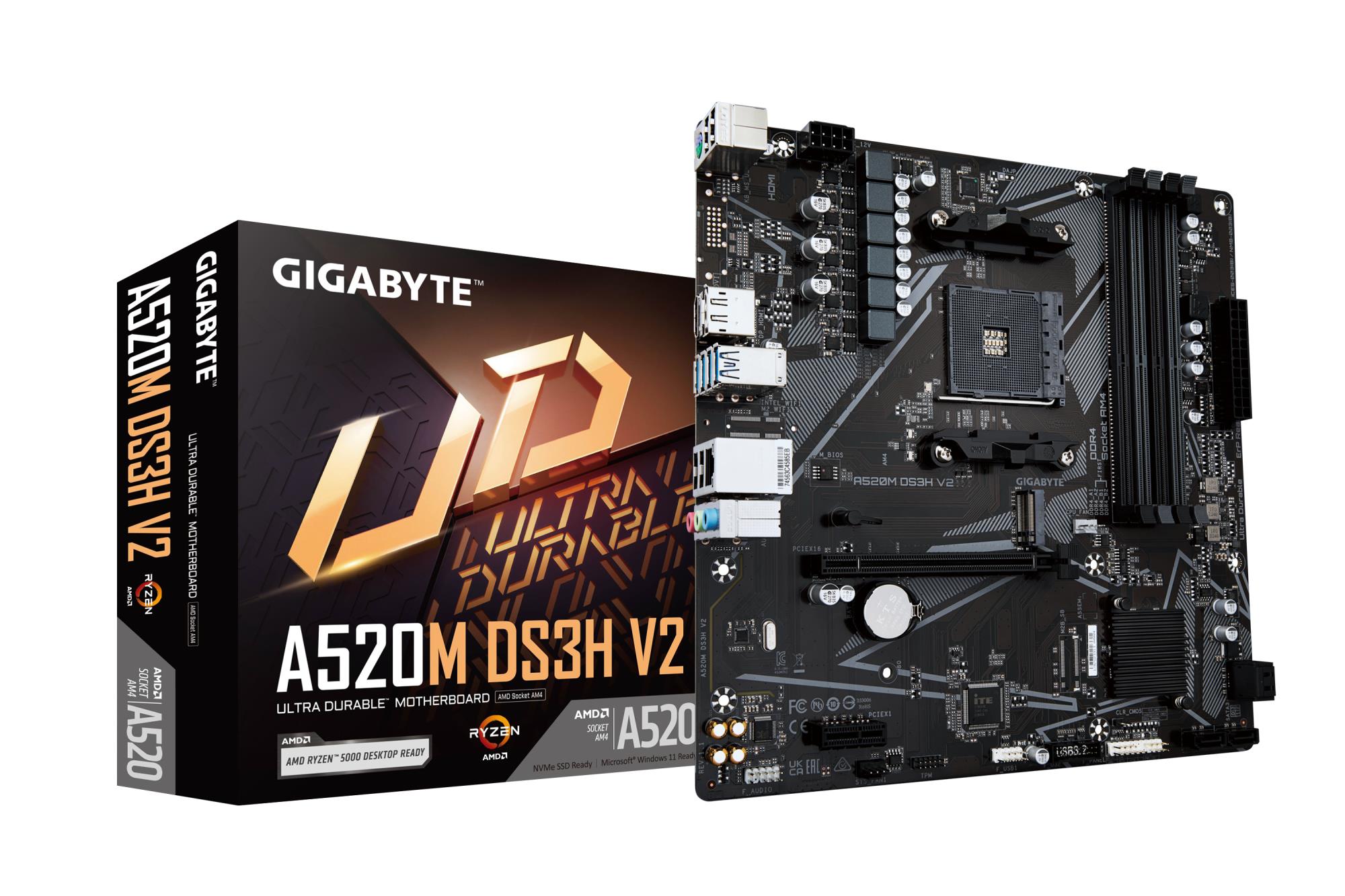 Mainboard|GIGABYTE|AMD A520|SAM4|Micro-ATX|Memory DDR4|Memory slots 4|A520MDS3HV2