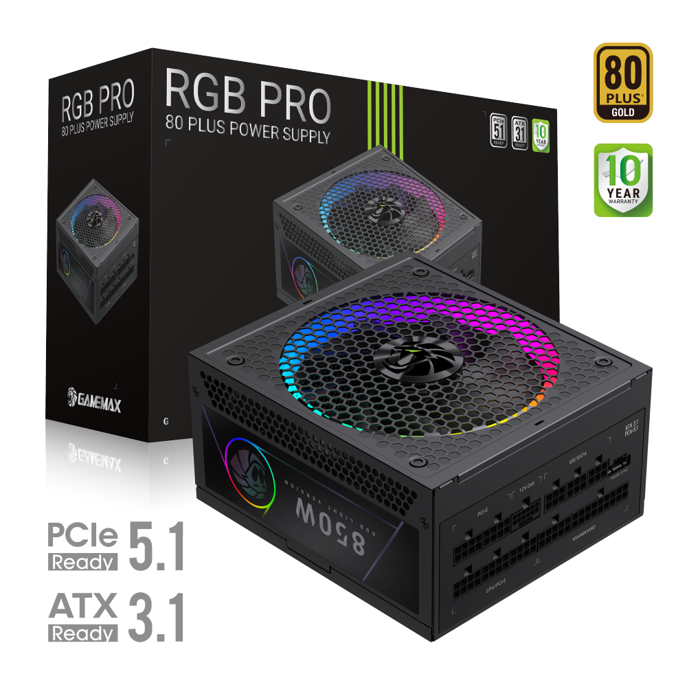 Gamemax PSU - RGB PRO 850G - 850 W - Gold - Full Modular