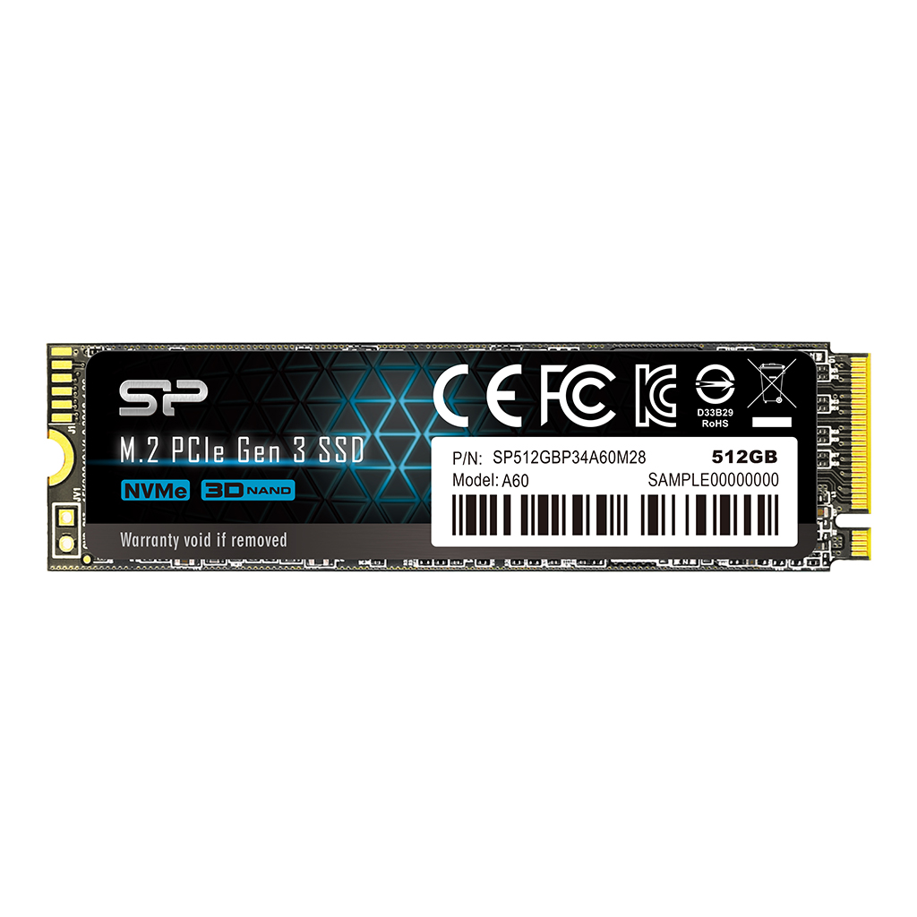 Silicon Power - A60 - 512 GB - Solid-state drive interface M.2 NVME - Read speed 2200 MB/s - Write speed 1600 MB/s