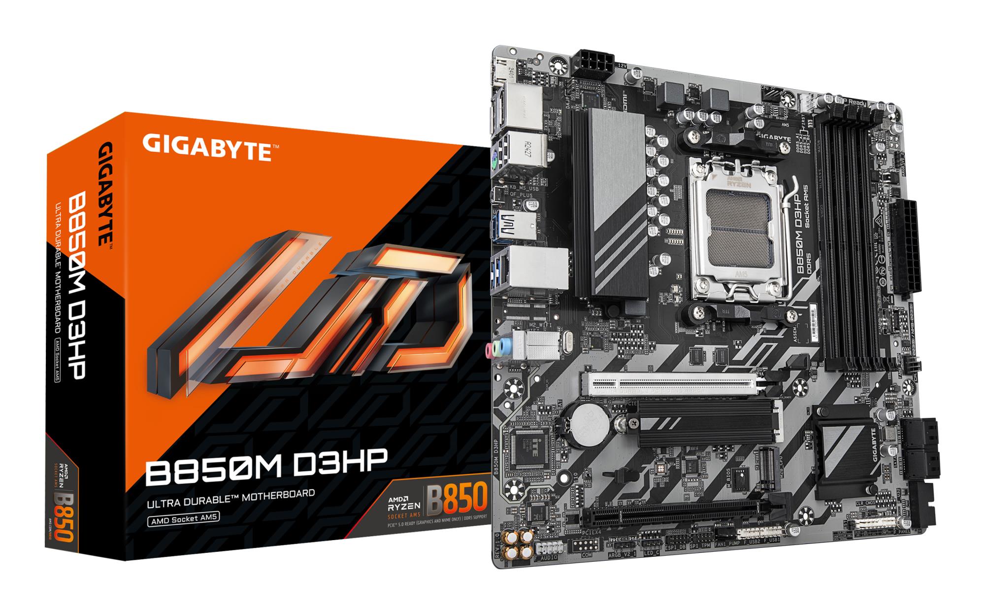 Mainboard|GIGABYTE|AMD B850|Socket AM5|micro ATX|RAM DDR5-SDRAM|4xSlots|2xNumber of M.2 (M) slots|B850MD3HP1.2