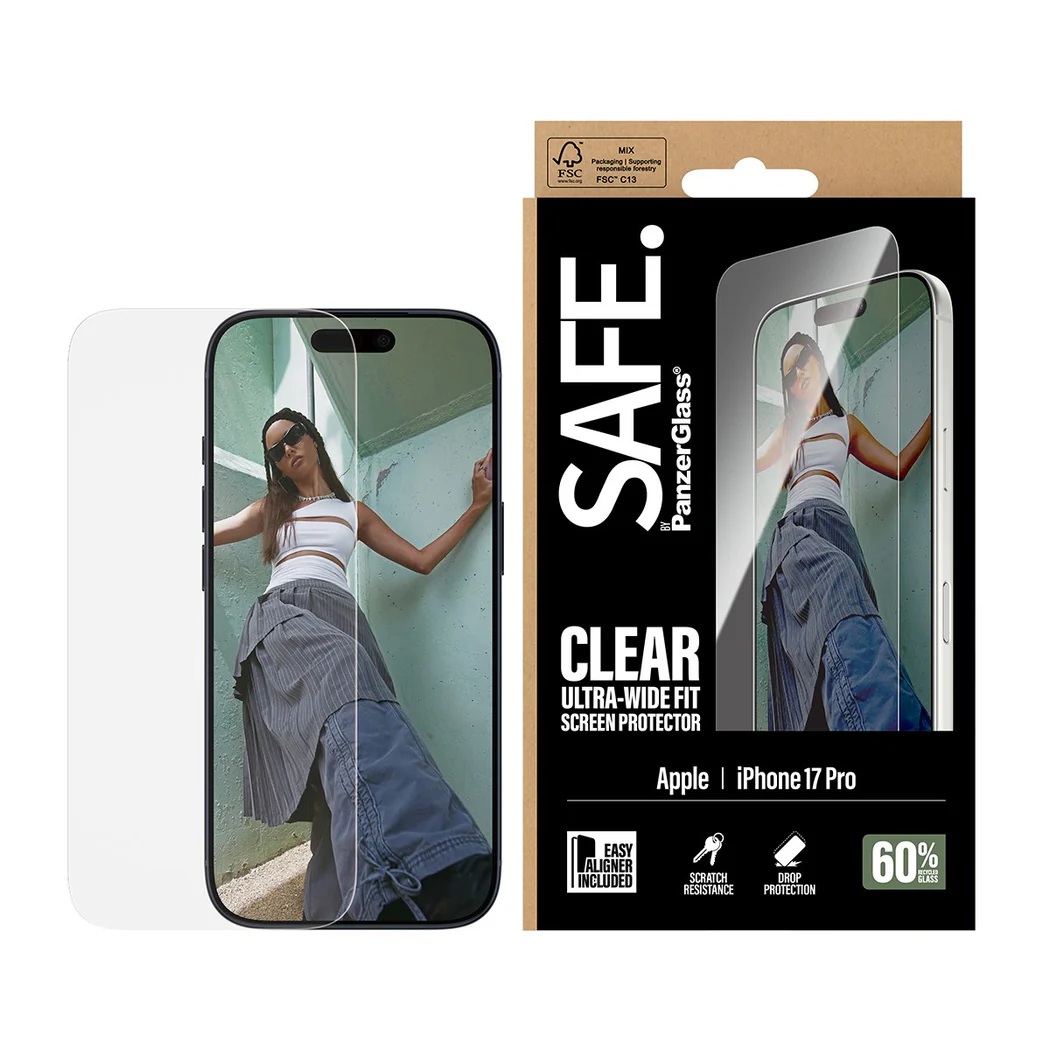 PanzerGlass Screen protector - Apple - iPhone 17 Pro - Transparent - Ultra-Wide Fit w. EasyAligner