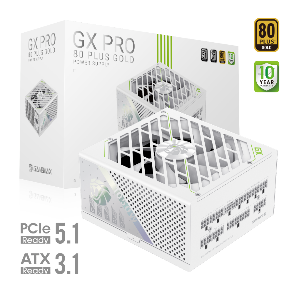 Gamemax PSU - GX PRO 1050G WH - 1050 W - Gold - White - Full Modular