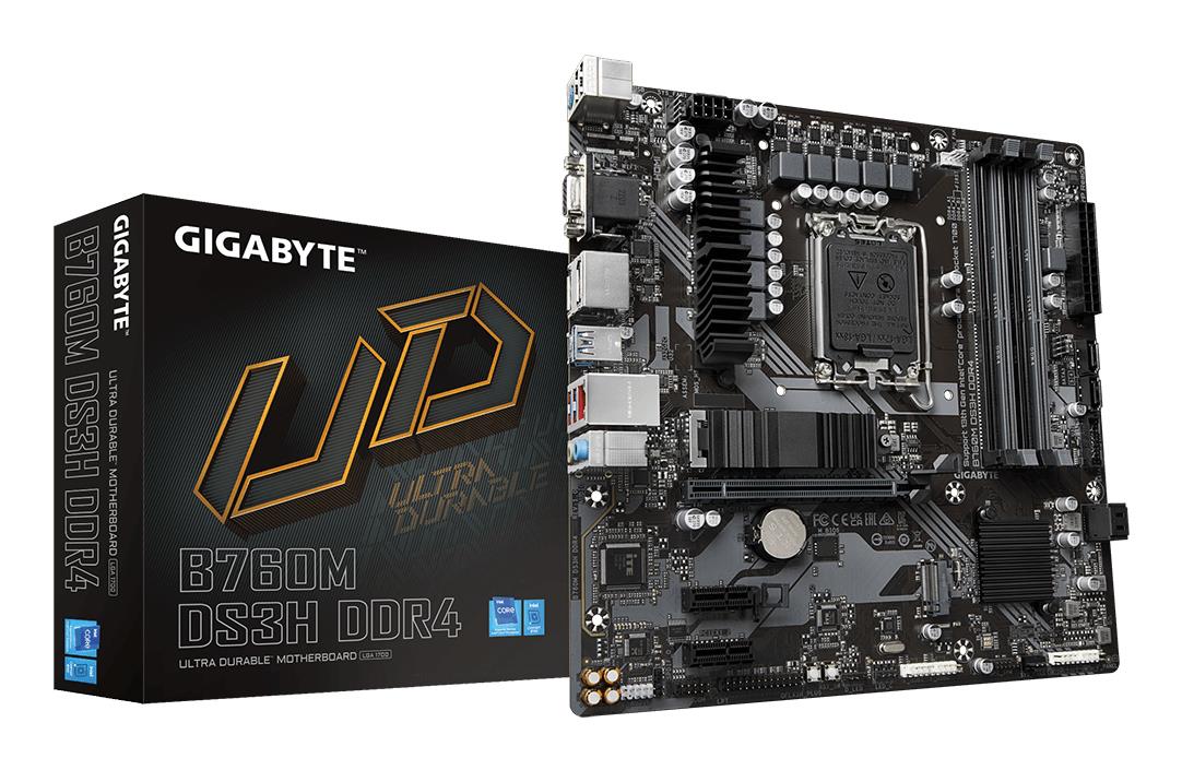 Mainboard|GIGABYTE|B760M DS3H DDR4|Intel B760 Express|LGA 1700|micro ATX|RAM DDR4-SDRAM|4xSlots|2xNumber of M.2 (M) slots|B760MDS3HDDR4