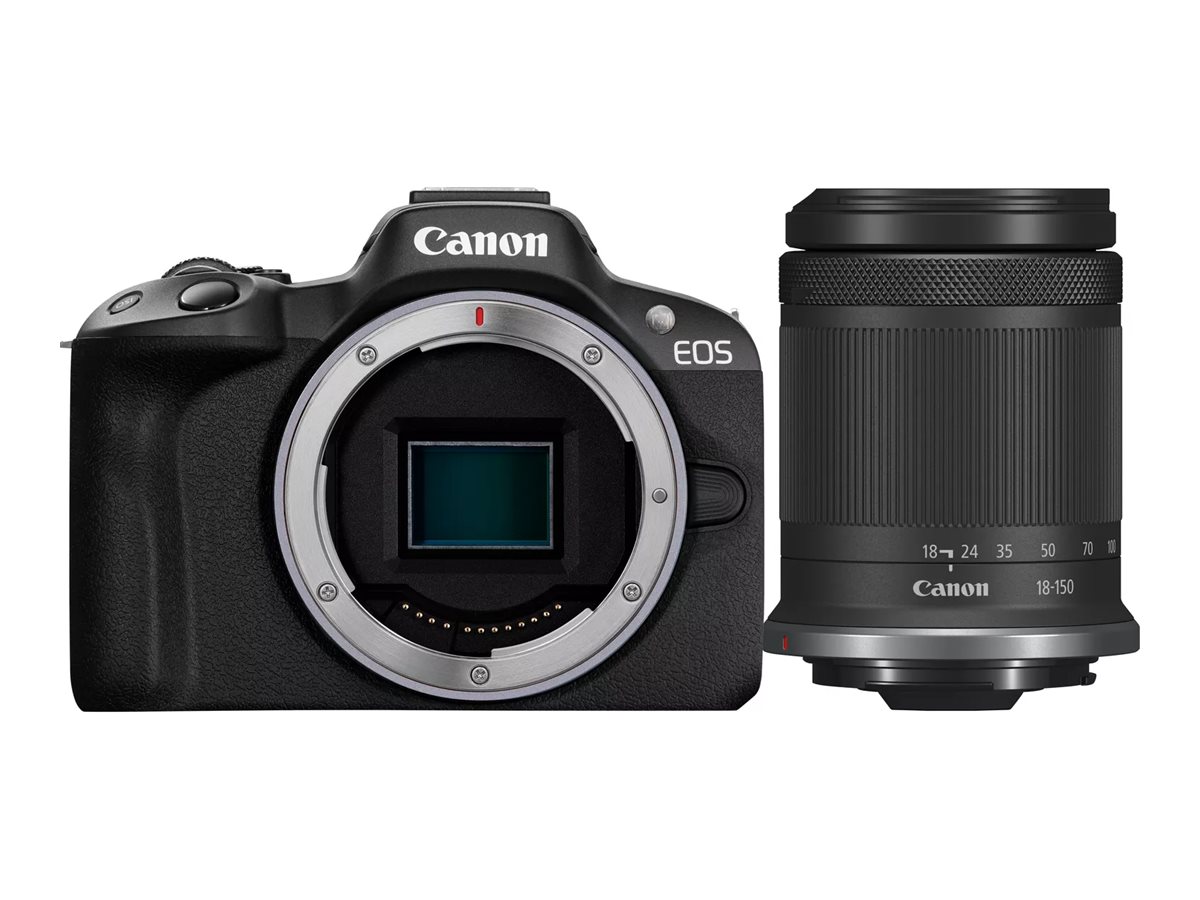 Canon - EOS R50 - digital camera RF-S 18-150mm F3.5-6.3 IS STM lens - Megapixel 24.2 MP - ISO sensitivity (max) ISO 51200 - Wi-Fi - Automatic, manual - CMOS - Black