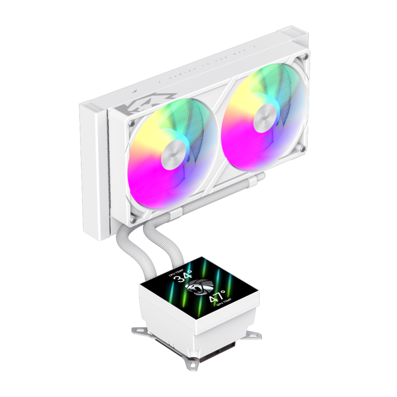 Gamemax CPU Liquid Cooler - GLACIER 240 LCD WH - White