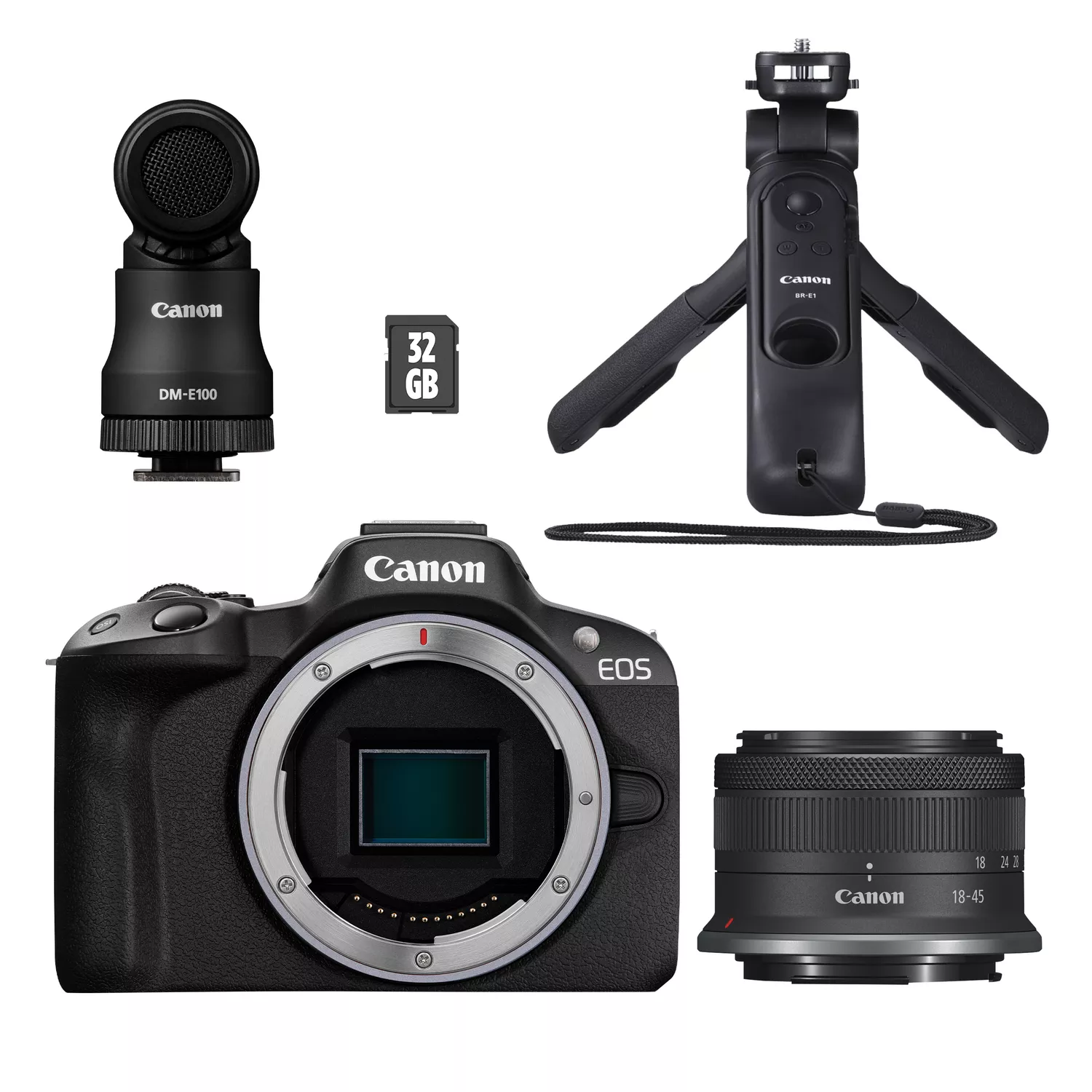 Canon - EOS R50 + RF-S 18-45mm CREATOR KIT (SIP) - Megapixel 24.2 MP - Image stabilizer - ISO sensitivity (max) 32000 - Display diagonal 2.95 " - Wi-Fi - Video recording - Automatic, manual - CMOS - Black