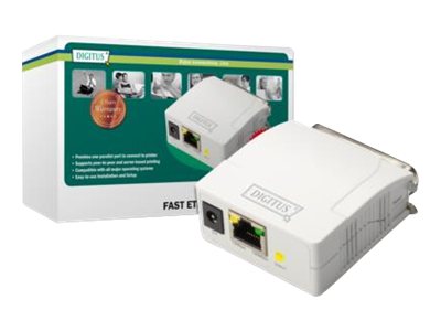 Digitus - Fast Ethernet Print Server, 1-Port 1x RJ45, 1x DB-36-pin male Centronics - DN-13001-1 - White