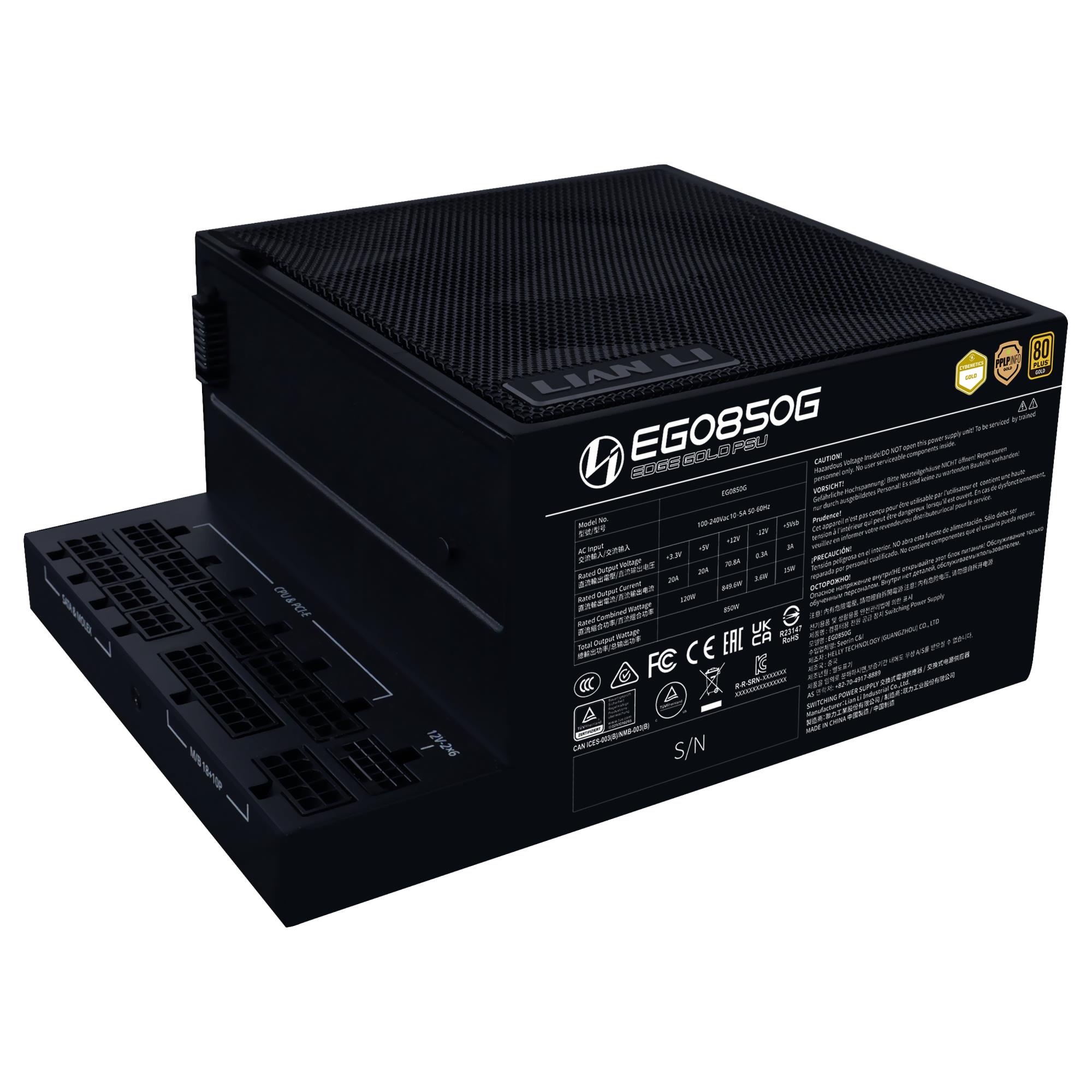 Power Supply|LIAN LI|EDGE GOLD 850|850 Watts|Efficiency 80 PLUS GOLD|PFC Active|G9P.EG0850G.B000.EU