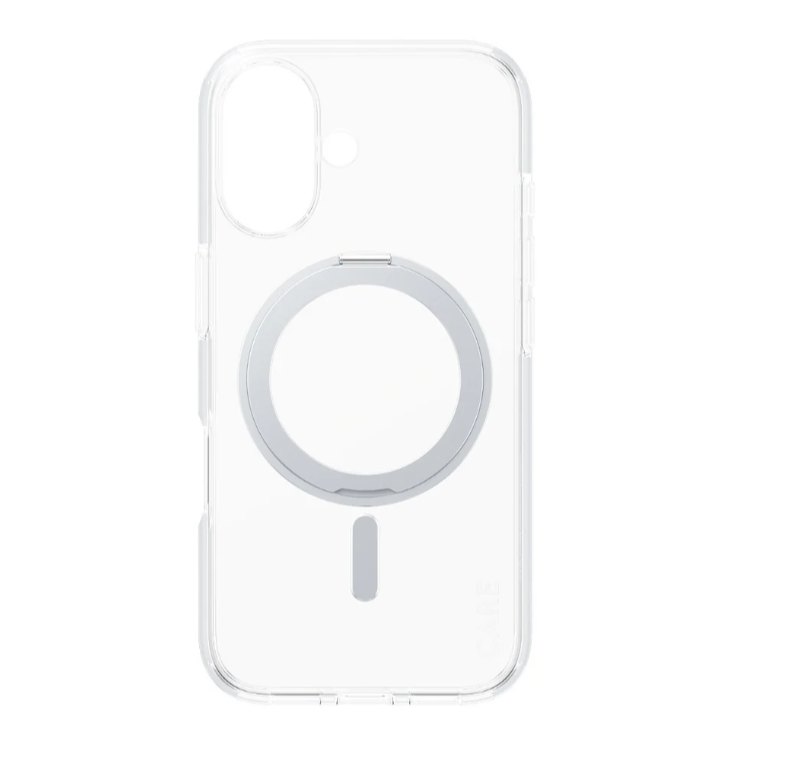 CARE Feature Case - Back cover - Apple - iPhone 16 - Recycled plastic - Silver - Kickstand & MagSafe